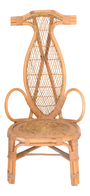 Mid Century Asian Inspired Rattan Chair