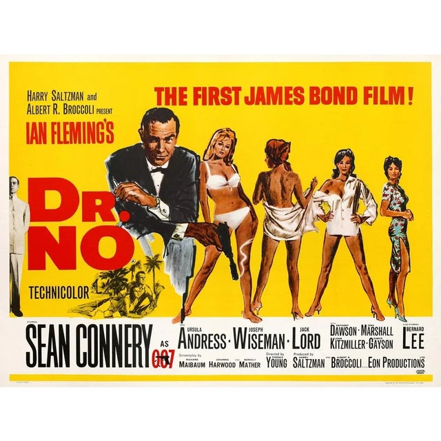 Postmodern James Bond "Dr. No" Original Vintage British Quad Movie Poster, 1962 For Sale - Image 3 of 3