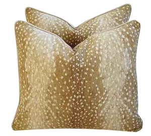 Custom-Tailored Antelope Fawn Spot Velvet Feather/Down Pillows - Pair