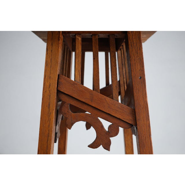 French Art Deco Pedestal Console in Oak, 1920s For Sale - Image 4 of 12