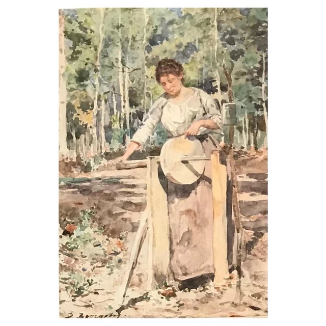 Marie Désiré Bourgoin, Blade Sharpening, Watercolor For Sale