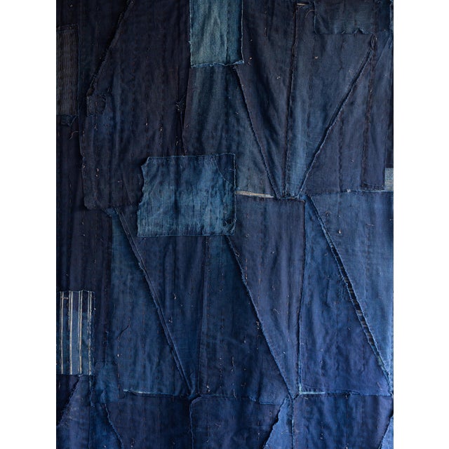 Blue Japanese Antique Rag "Boro" 1800s-1860s / Abstract Art Wabi Sabi For Sale - Image 8 of 15