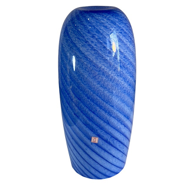 Blue Murano Art GLass Blue Swirl Vase For Sale - Image 8 of 15