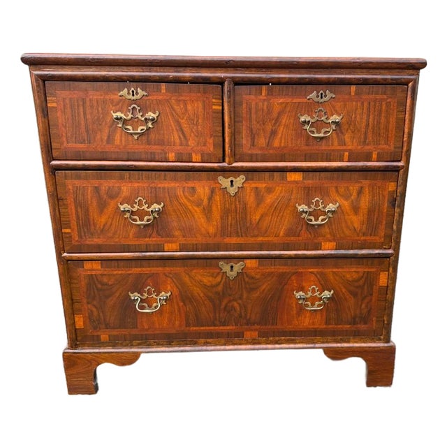 Antique Georgian Style Burr Walnut Chest of Drawers For Sale