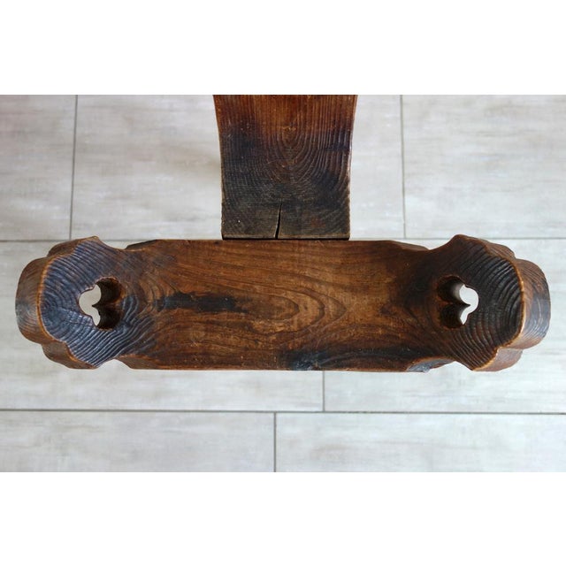 Brutalist Tripod Chair in Carved Wood, France, 1960s For Sale - Image 12 of 14