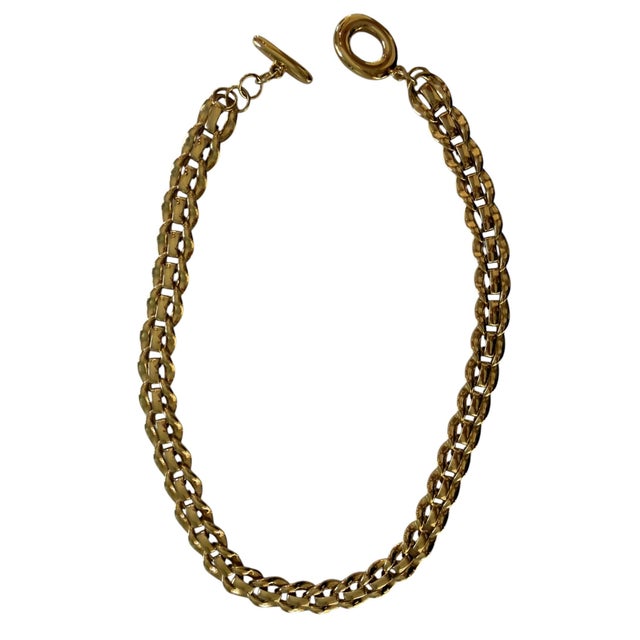 Metal Vintage Signed Monet Gold Chain Necklace For Sale - Image 7 of 7