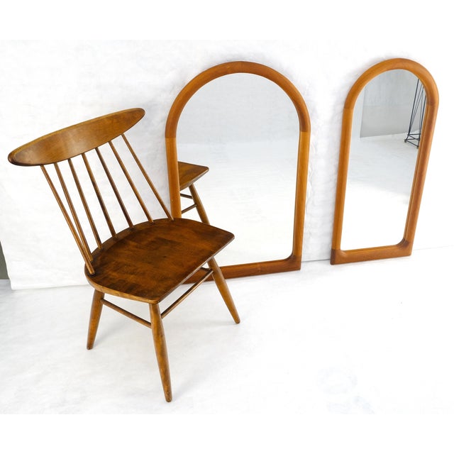 Pair of Teak Dome Shape Solid Teak Danish Mid Century Modern Mirrors MINT Second mirror is 18” wide.