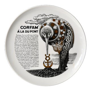 Piero Fornasetti Fleming Joffe Porcelain Recipe Plate -Corfam a La Du Pont For Sale