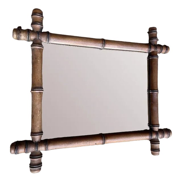 Vintage Faux Bamboo Mirror For Sale