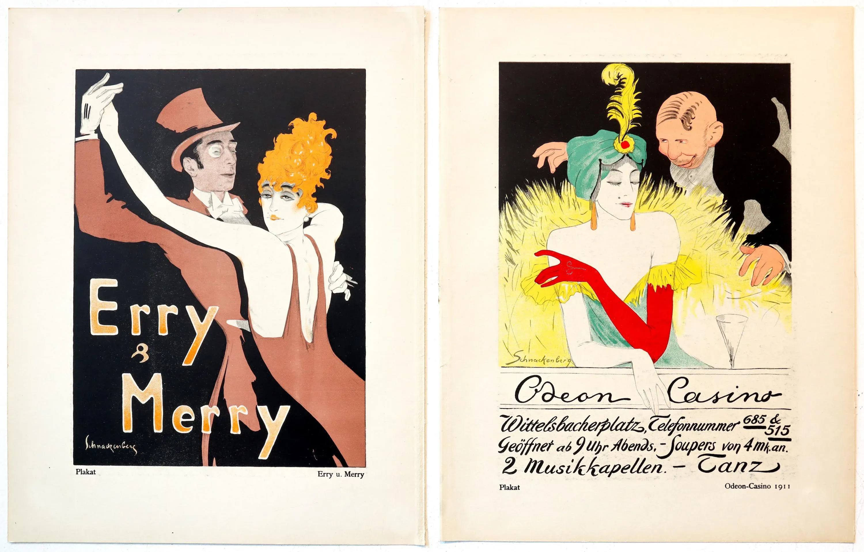 1922 Original German Art Deco Poster, Erry v. Merry; Odeon Casino