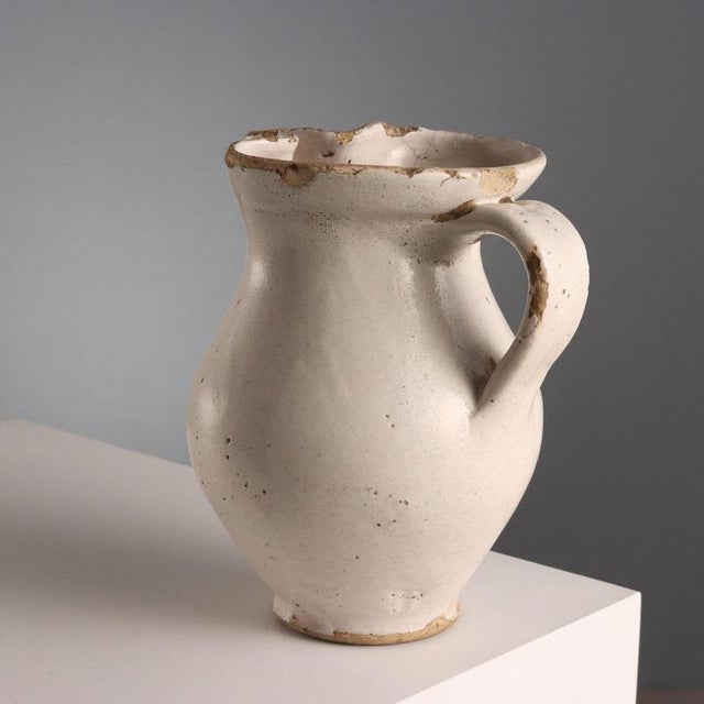 Ceramic Majolica Jug with Ribbon Handle For Sale - Image 7 of 10