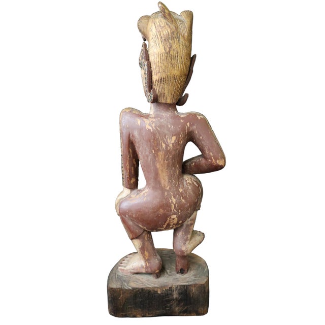 Late 20th Century Hand Carved Burmese Court Performer or Nat Statue For Sale - Image 5 of 11