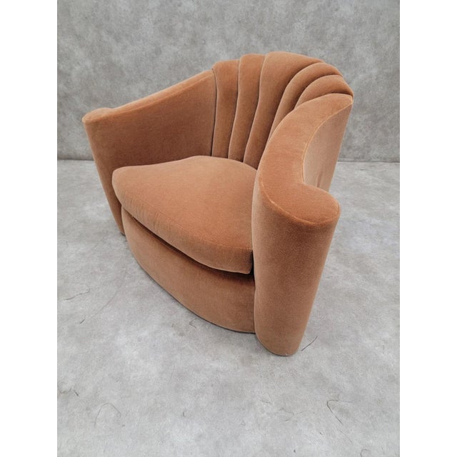 Early 20th Century Art Deco Larry Laslo Attributed Channeled Back Flared Arms Club Chair Newly Reupholstered in a Rust Mohair For Sale - Image 5 of 9