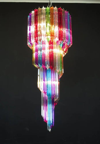 Vintage Italian Multicolored Glass and Metal Mariangela Chandelier, 1983 Chandeliers