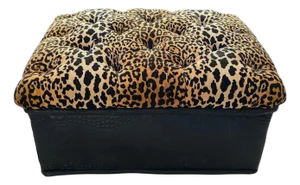 Hollywood Regency Style Leopard Velvet Ottoman