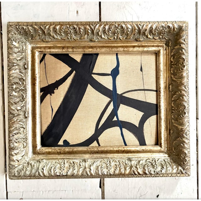 Abstract Mid Century Paris Flea Market Find Modern Oil Painting on Canvas For Sale - Image 3 of 4