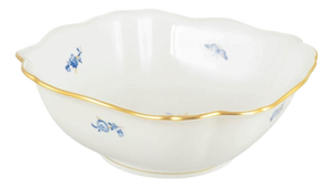 Porcelain Square Bowl with Blue Floral Motifs and Gilt Edge by Meissen, Germany