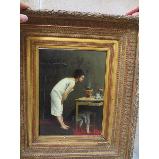 Paul DesireTrouillebert Oil on Panel "Tea Time" For Sale - Image 11 of 13