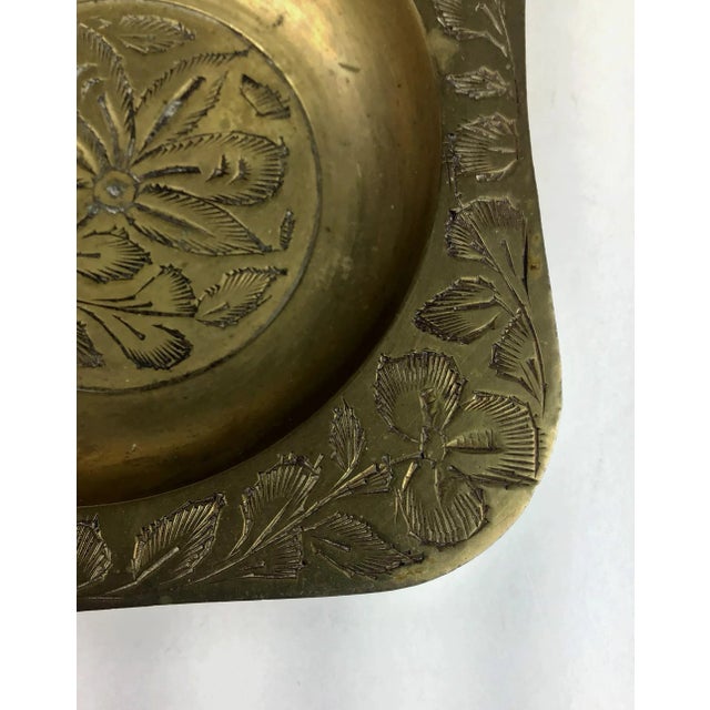 Vintage Brass Carved Ashtray For Sale - Image 4 of 9