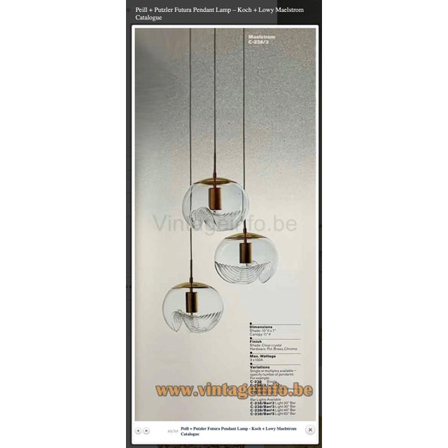 Peill & Putzler Futura "THREE" Pendant WAVES Lamp for Koch & Lowy For Sale - Image 9 of 9