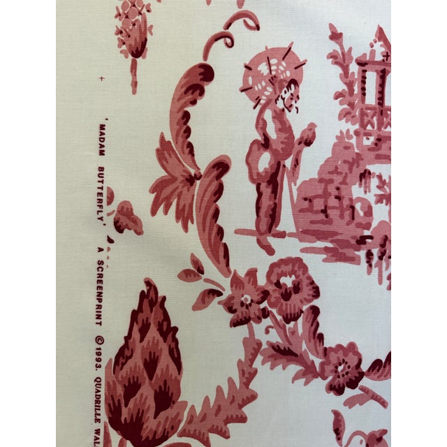 Chinoiserie Quadrille Madam Butterfly Fabric 2 Yards Eggplant For Sale - Image 3 of 7