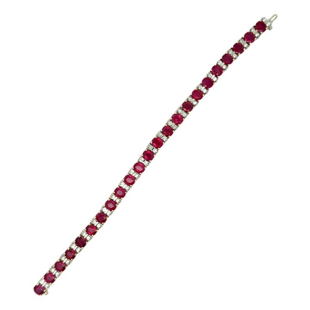 Superb Ruby Diamond 14k Two-Tone Gold Bracelet For Sale