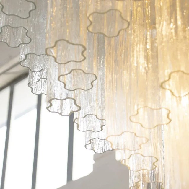 Large Murano Glass Crystal Tronchi Suspension Chandelier, Italy, 1990s For Sale - Image 12 of 13