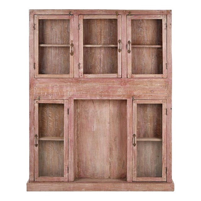 Large Weathered Wooden Wall Display Case For Sale