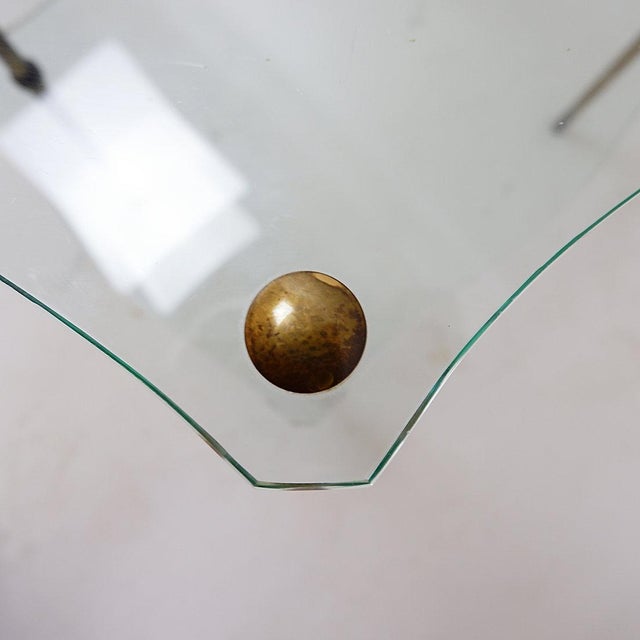 Gold Brass Side Table with Double Glass Top in the style of Maison Jansen, 1940 For Sale - Image 8 of 16