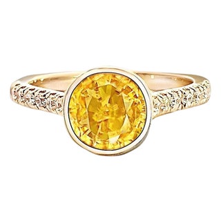 Natural Sapphire Diamond Ring 6.5 14k Y Gold 2.28 TCW Certified For Sale