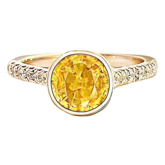 Natural Sapphire Diamond Ring 6.5 14k Y Gold 2.28 TCW Certified For Sale