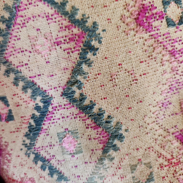 Art Deco Softly Worn Chinese Wedding Quilt Pillows, Set 3 For Sale - Image 3 of 6