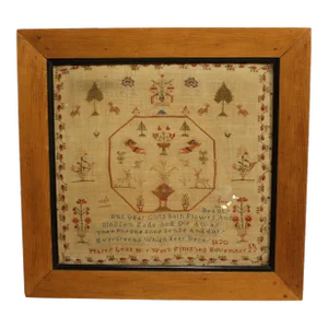 1820 Large Framed English Needlework by Mary Leak