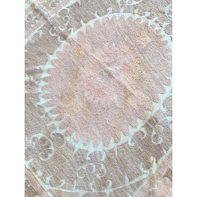 Suzani Tablecloth - Neutral Tan Tashkent Embroidery For Sale In New York - Image 6 of 7