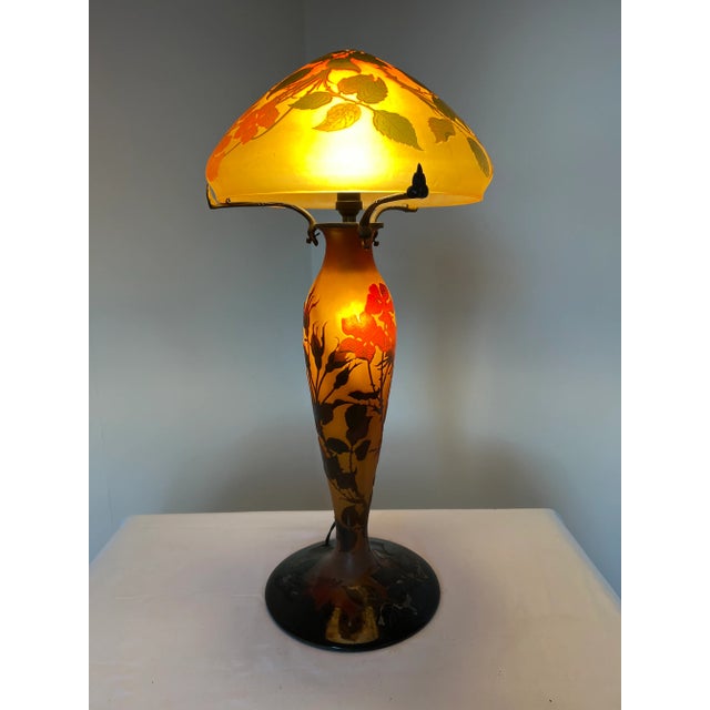 Early 20th Century Art Nouveau d'Argental Cameo Glass Table Lamp For Sale In Chicago - Image 6 of 13