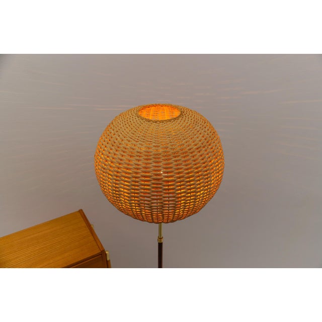 Metal Mid-Century Modern Floor Lamp in Brass and Teak from Temde, 1960s For Sale - Image 7 of 15