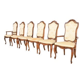 Drexel Heritage French Provincial Louis XV Carved Oak Dining Chairs, Set of Six For Sale