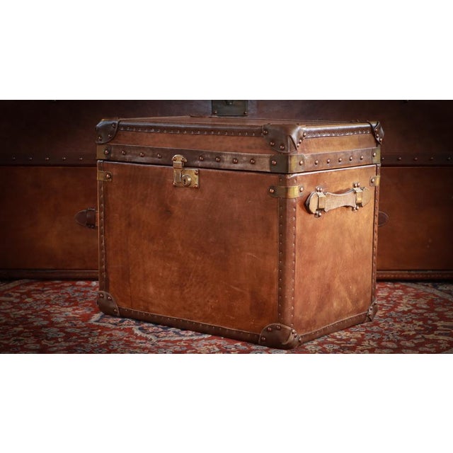 Animal Skin Vintage Officers Campaign White Star Trunk in Leather, 2010s For Sale - Image 7 of 18