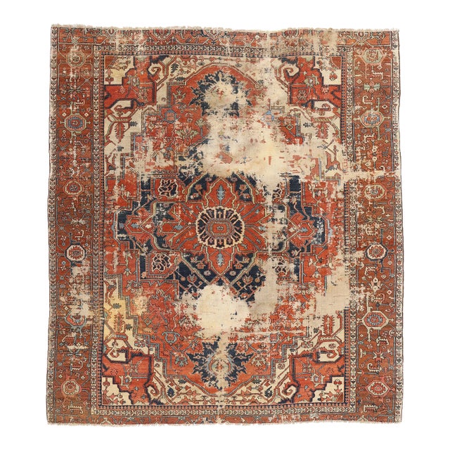 Late 19th Century Antique Persian Serapi Rug - 10'06 X 12'08 For Sale