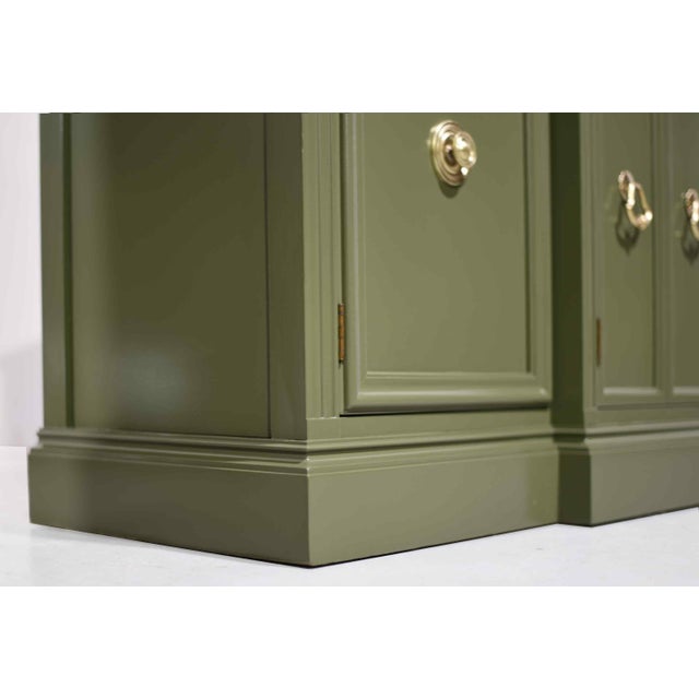 Mid Century Hollywood Regency Sideboard by Mount Airy in Green - Newly Painted For Sale - Image 10 of 16