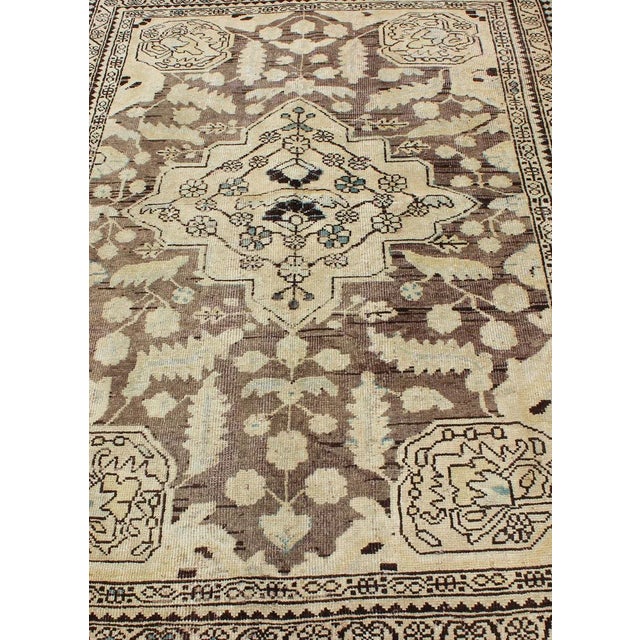 Vintage Persian Lilihan Rug With Central Medallion Warm Neutrals 4'3 X 6'9 For Sale - Image 9 of 13