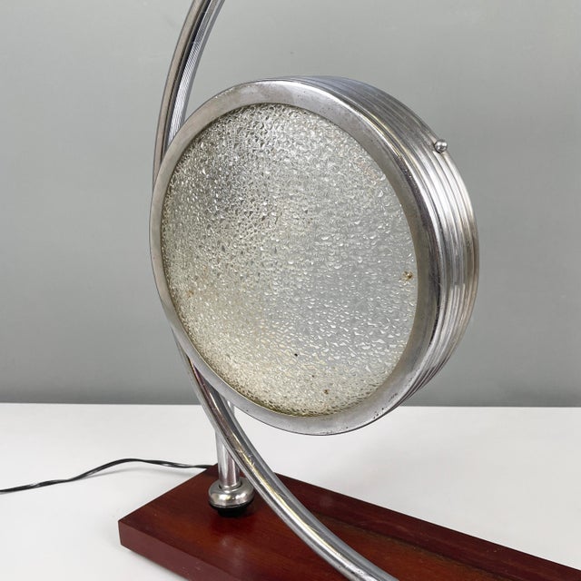 Silver Italian Modern Geometrical Table Lamp in Crafted Glass, Metal and Wood, 1980s For Sale - Image 8 of 18