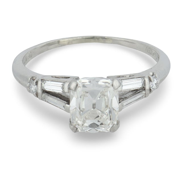 Art Deco 1930s Art Deco Gia 1.50 Carat Old Mine Cut Diamond Platinum Engagement Ring, Size 7.5 For Sale - Image 3 of 7