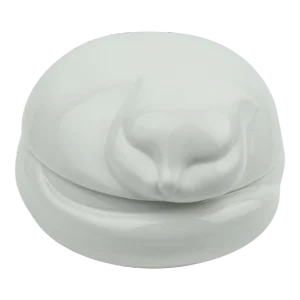 1979 Tiffany&Co White Ceramic Sleeping Cat Lidded Box