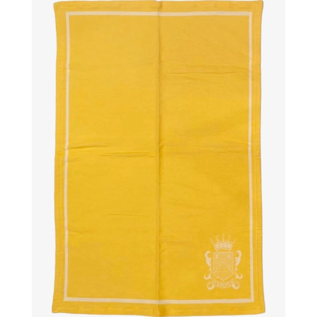Yellow The Carlyle Hotel Nyc Frette Blanket Yellow Cotton For Sale - Image 8 of 12