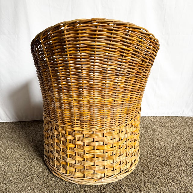 Boho Chic Woven Wicker Lounge Chair For Sale In Miami - Image 6 of 9