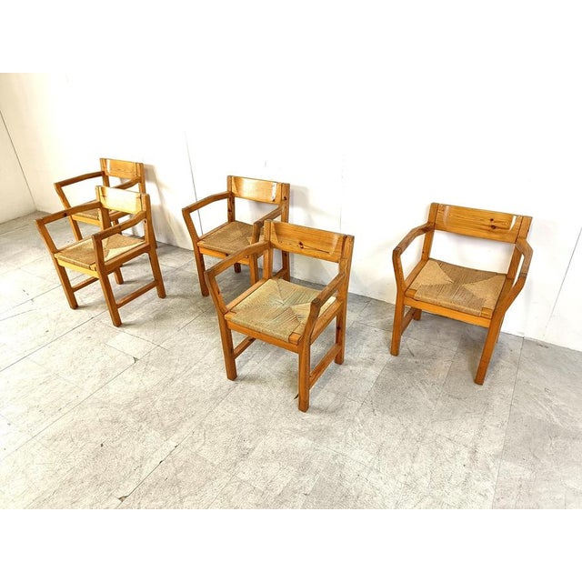 Brown Vintage Scandinavian Pinewood Dining Chairs from GM Mobler, 1960s, Set of 5 For Sale - Image 8 of 13