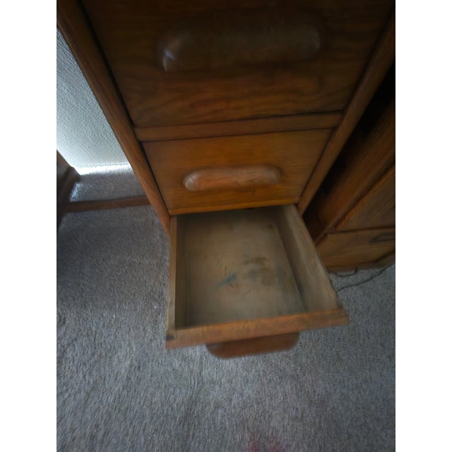 Early 20th Century Small Oak Roll Top Desk For Sale - Image 4 of 6