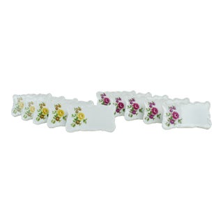Late 20th Century Vintage Floral Design China Table Setting Name Place Tags- Set of 10 For Sale
