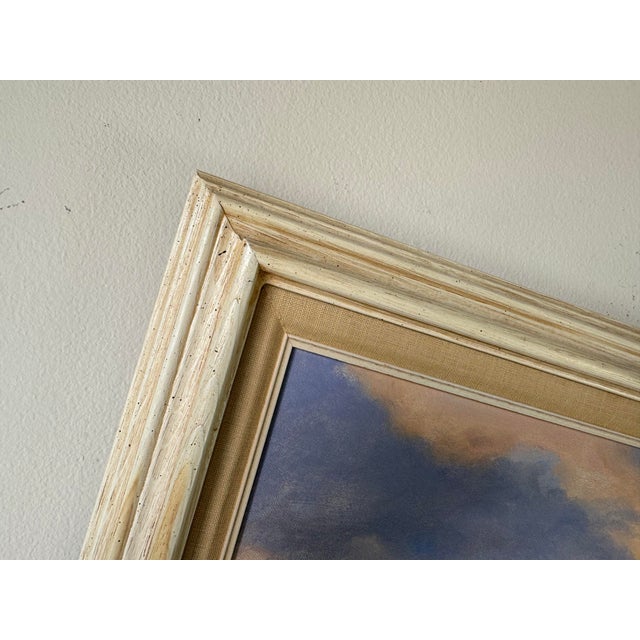 Pink 80's Vintage M. St. Onge Coastal Sunset Oil Painting, Framed For Sale - Image 8 of 10